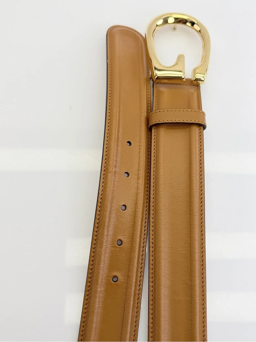 Authentic Men's Gucci Cognac Memorable G Buckle Leather Belt 709951 95/38